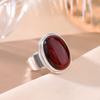 Anillo de plata de ley Yilu S925 con superficie de huevo de ámbar de sangre, simple, elegante, de alto sentido, estilo étnico, accesorios, elegante anillo de plata