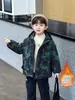 Chaqueta de Trabajo de Invierno para Niños con Forro de Terciopelo Estilo Coreano Parka Gruesa Bonita y Cálida Ropa para Niños Pequeños y Niños Pequeños
