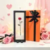 Adorno de Rosa de Cristal para el Día de San Valentín, Caja de Regalo de Metal Bicolor Dorado y Plateado con Rosa Eterna, Artesanía Decorativa de Escritorio