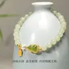 Pulsera de Dinero de los Cinco Emperadores Estilo Nuevo Pulsera de Ágata Imitación Pulsera de Ágata Verde para Mujeres Nuevo Estilo Chino Cuentas de la Fortuna Calabaza Atractora de Riqueza