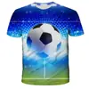 2026 Nueva Camiseta de Manga Corta con Estampado 3D de Patrón de Fútbol Iridiscente Suelta para Hombres y Niños Nueva Moda Camiseta Corta