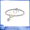 Pulsera Pandora S925 Cobre Blanco Plateado Nuevo Rosa Amor Versátil Hojas Lujo Ligero Pulsera de Baño Pulsera