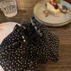 Grampo de Cabelo Banana com Bolinhas em Renda de Três Camadas Estilo Francês com Laço de Bolinhas, Toque de Luxo Leve, Rabo de Cavalo Semi-Preso, Versátil e Elegante