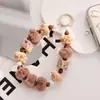 Nova Corrente de Celular com Contas em Cubo de Queijo Criativa Pingente de Bolsa com Bola de Pelo Chaveiro de Contas Pintado à Mão Acessórios Atacado