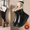 2026 Botas de Nieve Nuevas de Invierno con Suela Gruesa para Mujer Antideslizantes Resistentes al Desgaste Aterciopeladas Engrosadas Cálidas de Moda Versátiles Botas de Cuero para Mujer