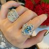 Anillo de Zafiro de Alta Gama de Lujo Accesible de Tesoro Colorido Super Brillante Anillo Abierto para Mujer Estilo Moderno Cool Versátil Anillo para Dedo Índice