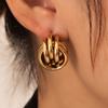 Aretes de Aro Transfronterizos, Aretes de Tuerca Irregulares, Aretes de Acero Inoxidable, Aretes de Acero de Titanio, Aretes de Aro Multicapa, Aretes para Mujer