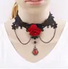Collar Exagerado Gótico Sexy de Encaje, Cadena Coreana para Clavícula de Encaje, Cadena para el Cuello de Mujer, Accesorio de Colgante Personalizado con Piedras Preciosas