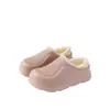 Pantuflas de color liso, impermeables, de punta cerrada para mujer, nueva colección otoño/invierno 2026, moda para exteriores, forradas de felpa, con suela gruesa y antideslizantes, de algodón
