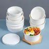 Tigela de Salada de Papel Kraft Cardboard Branco Espesso Descartável Frutas Comida Leve Para Levar Embalagem de Louça Comercial Atacado Caixa