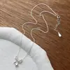 Collar de Estrella de Cuatro Puntas Incrustada con Diamante de Plata s925 para Mujer Simple Moda Lujo Ligero Gama Alta Exquisito Versátil Cadena para Clavícula 1466G