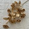 Abanico de Hojas de Hortensia Dorada Flor Artificial Decoración de Boda Cubo Hoja de Ginkgo Dorada Material de Flor de Planta Dorada