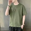 Camiseta curta da moda estilo coreano para homens, top 100% algodão, novo modelo de verão, branca, fashion, casual, estilosa, top esportivo