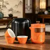 Conjunto de Chá de Viagem Tendência Nacional Copo Kuaike Portátil Charme Antigo Um Bule Três Xícaras Lata de Chá Bule para Infusão Presente Comercial