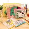 Bolsa para Documentos Coreana Creativa Linda Transparente de Rejilla Bolsa con Cremallera Bolsa para Lápices Bolsa para Papelería Bolsa de Almacenamiento de Dibujos Animados
