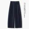 Calça pantalona, cintura alta, casual, modelagem solta, calça comprida, com caimento elegante, efeito emagrecedor, estilo perna reta, plus size, adequada para o outono, cobre os quadris, versátil e respirável