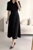 Talla Actualizada Elegante Vestido Polo Coreano Chic Estilo Francés con Cinturón a la Cintura Vestido de Longitud Media para Mujer
