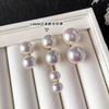 Aretes de Tuerca de Perlas de Moño Sobredimensionado Estilo Vintage para Mujer Aguja de Plata S925 Alta Gama Lujo Ligero Cuenta de Concha Ovalado Estilo Minimalista