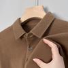 Suéter de lana 100% de alta gama para otoño e invierno, nuevo, con solapa, manga larga, para hombre de mediana edad, camiseta gruesa de punto básico.