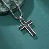 Amazon Transfronterizo Nuevo Colgante de Acero Inoxidable con Sello de Cruz Cuadros Personalizado Retro Diamante para Hombre Collar para Mujer