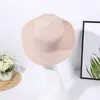 Bolsa de balde tecida à mão, bolsa transversal de palha para praia, conjunto de chapéu de sol de palha de verão para crianças com franja ondulada