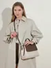 Bolso Tote Bandolera Personalizado de Diseño de Nicho Color Contrastante para Mujer Cuero Genuino Ropa de Trabajo de Gama Alta Gran Capacidad Bandolera Única