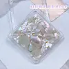 Accesorios de arte de uñas de concha natural de 6 piezas, superventas transfronterizos, rodajas de abulón ultrafinas de color aurora, parches de uñas portátiles para DIY