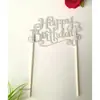 Papel con Purpurina Inglés Feliz Cumpleaños Tarjeta para Cupcake Bandera Tirar Bandera Fiesta de Cumpleaños Decoración de Fiesta Horneado