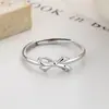 Anel de Prata 925 com Laço para Mulheres, Novo Estilo Doce e Fresco, Anel Ajustável, Estilo Minimalista, Joia Ins Única e Estilosa