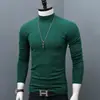 Camiseta básica de cuello alto para hombre de otoño e invierno, corte ajustado, base ajustada, camiseta de manga larga juvenil para hombre, color liso, ropa interior de otoño, moderna