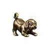 Pequenos enfeites de cachorro de cobre, latão maciço, cão-lobo Wangcai, arte em cobre, animal de estimação de cobre, cabo de cobre antigo, bronze antigo esculpido, utensílios de bronze antigo