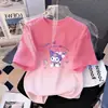 Camiseta Infantil de Manga Curta Degradê, Estilo Verão, Top Estiloso Infantil Estampado, Estilo Coreano, Solta, Respirável e Versátil para Crianças Maiores