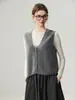 Amor hasta la médula~ Chaleco de cachemira para mujer otoño e invierno cuello en V encaje moda temperamento suéter de punto casual sin mangas