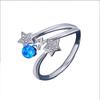 Anel Feminino Europeu e Americano Acessórios Transfronteiriços Prata Três Estrelas Diamante Branco Azul Opala Anel Personalizado Pulseira Masculina