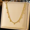 Estilo Coreano Moda y Sencillez Estilo Francés Versátil Colgante de Perla Irregular Dorado con Baño de Oro Lazo Amor Palma Collar