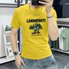Lan Shengyi Masculino Manga Curta Explosões 2025 Nova Tendência de Moda Verão Estampado Slim-fit Gola Redonda Manga Curta Top para Homens