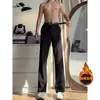 Calças Pretas de Alta Qualidade de Corte Reto Masculinas Primavera Outono Caimento Casual Pantalonas Cleanfit Folha de Salgueiro Lâmina Curva Calças de Terno