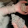 Pulseira Aberta de Duas Camadas com Pérolas e Cristais de Diamante, Pulseira Retrô, Elegante, Exquisita e Versátil, Pulseira de Nicho de Luxo Leve