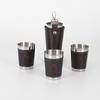 Suministro directo de fábrica 170ml vaso de vino de acero inoxidable vaso de vino pequeño 4 vasos de vino pequeños más tapa de vaso vaso de vino de cuero
