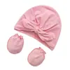 Nuevo Gorro para Bebé con Orejas de Conejo, Gorro Indonesio, Diadema Estampada, Guantes Antirrayaduras para Bebé, Juego de Tres Piezas, Gorro para Bebé