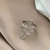 Anillo Pin Creativo y Único para Mujer con Índice Brillante de Pentagrama de Diamante, Anillo de Doble Capa Minimalista de Lujo Ligero de Gama Alta