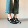 SIXWOO Mocasines Negros de Trabajo para Mujer Estilo Nuevo Aumento Oculto de Altura Punta Cuadrada Zapatos Pequeños de Cuero Hacen que las Piernas Parezcan Delgadas Zapatos de Uso Diario para el Trabajo