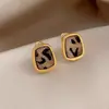 Pendientes Vintage Estilo Hong Kong con Borde Dorado y Estampado de Leopardo para Mujer, Uso Diario Europeo y Americano, Pendientes con Diseño de Aguja de Plata 925, Lujo Ligero Hepburn