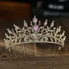 Tiara de noiva estilo europeu com strass, acessório para vestido de noiva, coroa de cabelo para festa de aniversário e cerimônia de maioridade