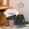 Conjunto de Verano para Niños 2026 Nuevo Elegante Conjunto de Dos Piezas para Niños con Mangas Cortas Patchwork, Ropa de Moda al por Mayor