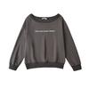 Sudadera de Estilo Americano con Hombro Caído y Perfil Holgado para Mujer, Otoño Nuevo, Vintage, con Letras, Jersey Casual con Sentido del Diseño, Top con Hombro Descubierto