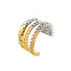 Design Moderno e Minimalista, Ear Cuff Bicolor Vazado de Três Camadas com Zircônia, Moda Versátil de Personalidade de Nicho, Joia de Orelha Simples