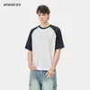Camiseta de Manga Corta Raglán para Hombre Apo, Versátil de Verano, Holgada, Casual, Bloques de Color, Retazos, Bordada.