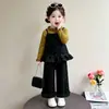 Conjunto de tres piezas de lunares estilo coreano para niñas, atuendo de moda nuevo para primavera y otoño 2026 para niñas pequeñas, traje elegante para niños pequeños