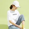 Transfronteiriço Aliexpress Nova Marca da Moda Manga Curta Moda Feminina Estilosa Jovem Modeladora Algodão Puro Algodão de Xinjiang Camiseta de Manga Curta